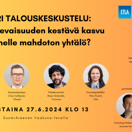 Etlan ja Finnveran suuri talouskeskustelu valmis herättämään keskustelua Suomi Areenassa